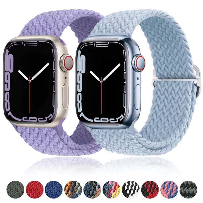 Solo Strap For Apple Watch Band 44mm 40mm 45mm 41mm 49mm 38mm 42mm Elastic Braided Bracelet Iwatch Series Ultra 9 8 7 6 SE 5 4 3