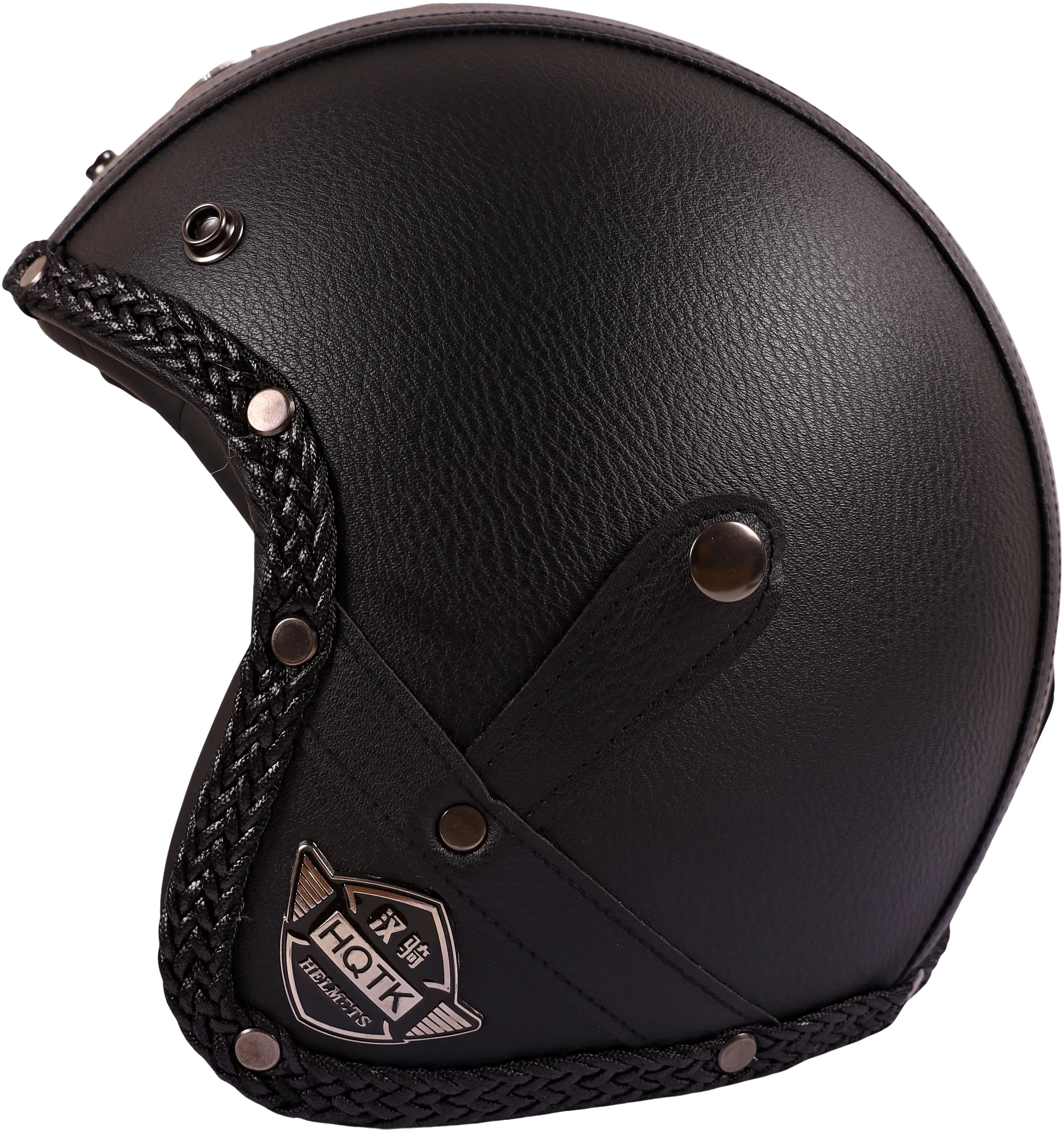 

Retro Harley Motorcycle Helmet 555-Black Plaid Leather Cap Four Seasons Cruise Motorcycle Three-Quarter Helmet Vintage Style