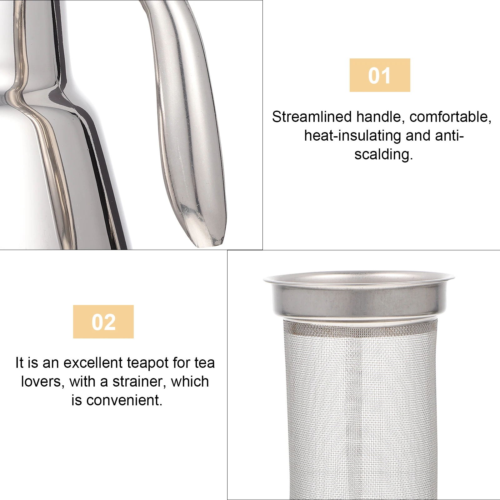 

Teapot Kettle Stainless Large Capacity Drainer Countertop Steel Stovetop
