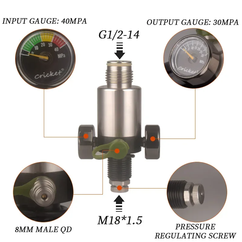 Imagem -05 - Hpa Air Tanque Válvula Regulador Pressão Válvula Pneumática Co2 Acessórios Ajustáveis Pcp Airforce Adaptador Sodastream 03000psi