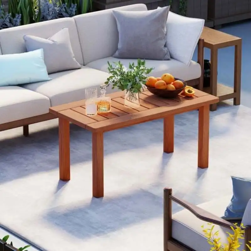 

Patio Coffee Table with Slatted Tabletop for Deck Poolside