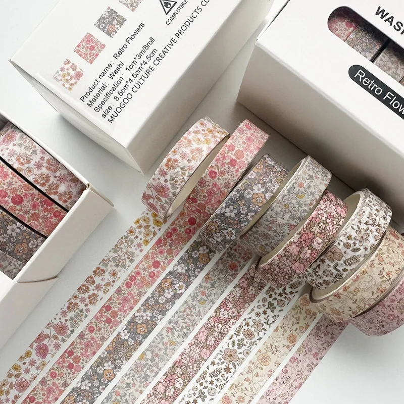 

8 Rolls Retro Tape Set Journal Decorative Tape Handmade Diy Decorative Tape Log Decorative Stickers Gift Tape