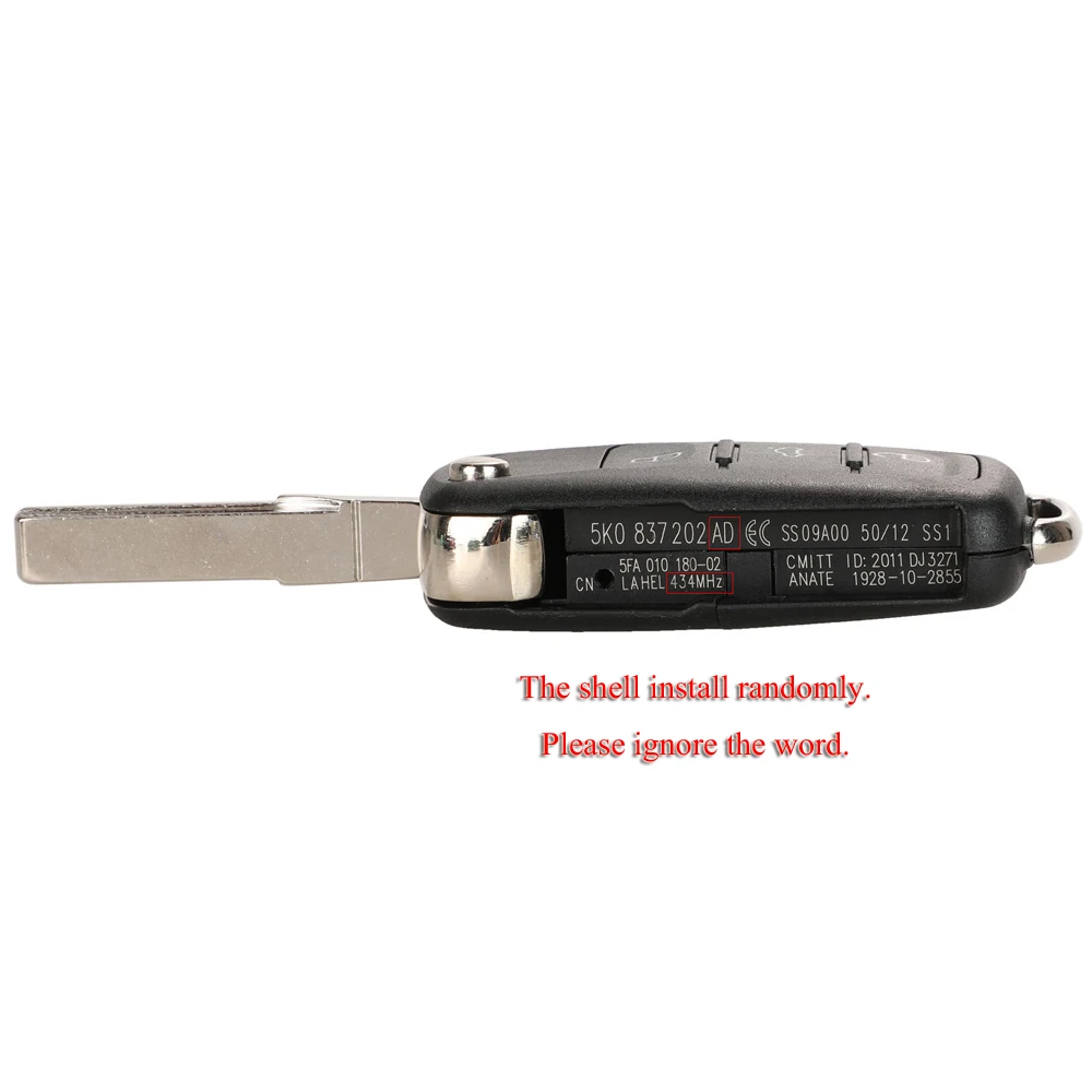 jingyuqin 5K 0837202 Zdalny kluczyk samochodowy AG/AF/B/BK/C/DT/S/K do VW Scirocco Beetle Golf Jetta Polo Tiguan Passat 315/433Mhz ID48 Chip