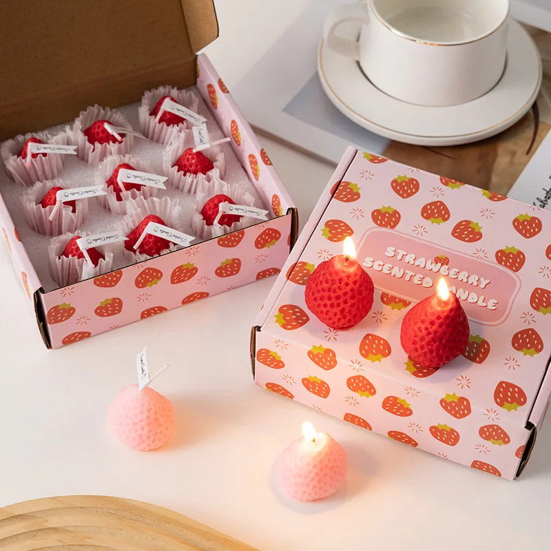 

Creative Christmas Gift Strawberry Candle Gift Box Interior Decoration Simulated Fruit Flameless Candles