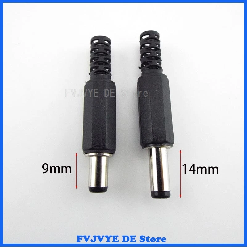 9mm 14mm DC Male Power Supply Jack Wire Charging Adapter Plug Electrical Connector 5.5mmx2.5mm Socket For DIY Projects D5