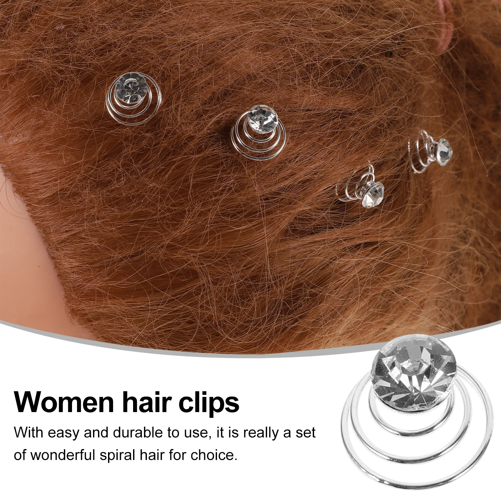 

12 шт., спиральные зажимы со стразами для женщин, длинные волосы, прическа, булочка для укладки, декор для выпускного вечера, свадьбы, вечеринки, мини-заколки для волос