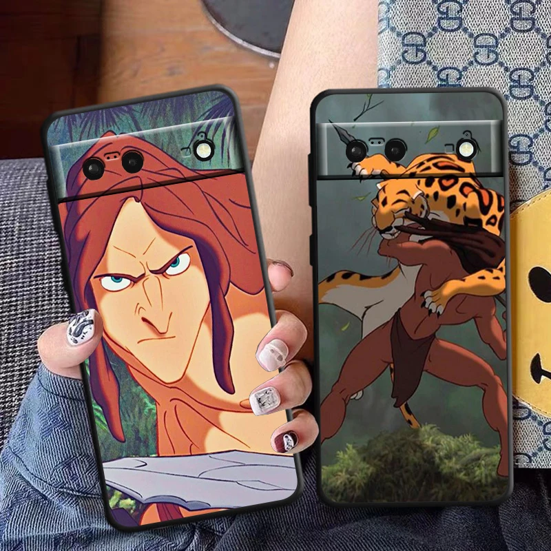 Disney Tarzan Phone Case For Google Pixel 9 8 7 Pro 6 Pro 6A 5A 5 4 4A XL 5G Black Soft Fundas Cover