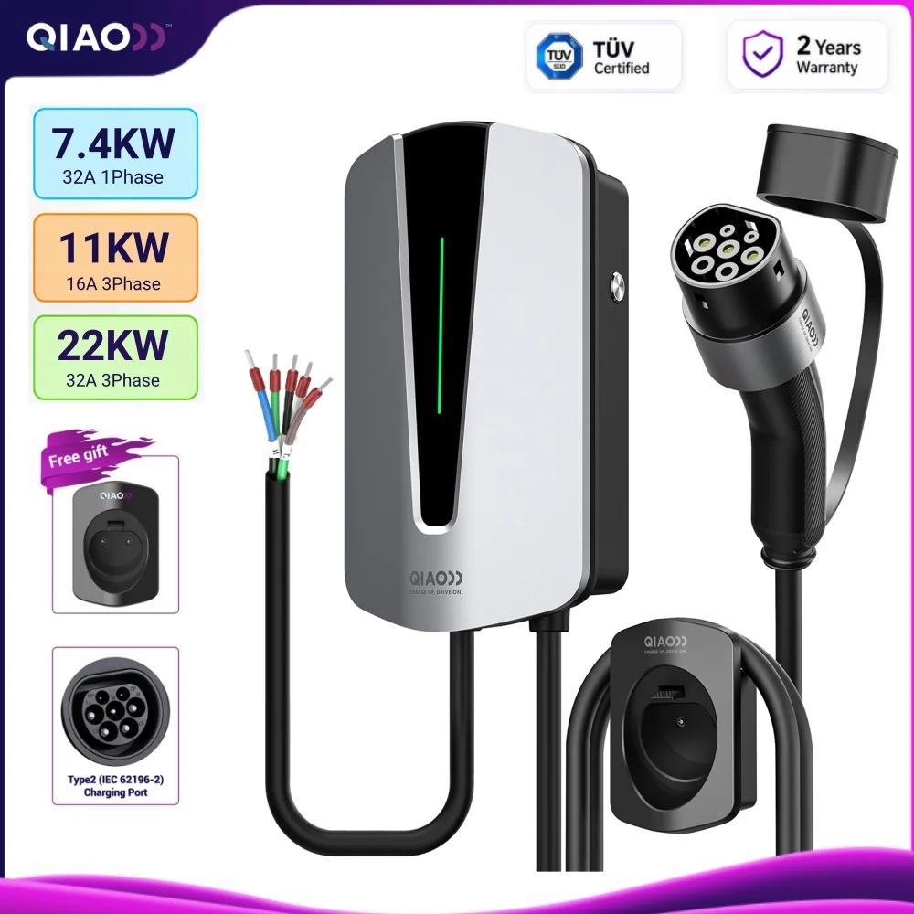 Type 2 EV Charging Station 7.4KW 32A 1Phase Fast Charging 11KW 22KW EVSE IEC62196-2 Wallbox Car Charger 5m For Electric Vehicle