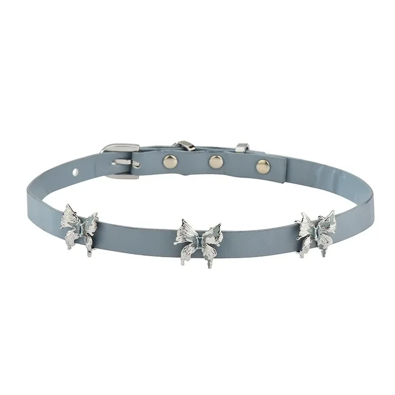 Ожерелье Spice Girl из джинсовой синей кожи, цепочка на шею, цепочка на ключицу, колье серии экзотических бабочек