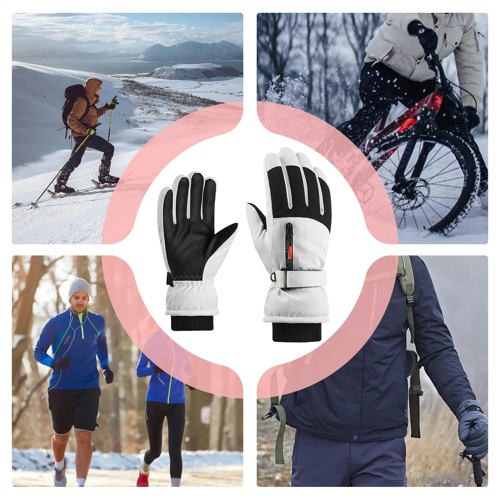 

Winter Ski Gloves Waterproof and Breathable Snow Hand Warming Gloves Cold Weathe Wrist Guard Riding Touch-Screen Work Gloves