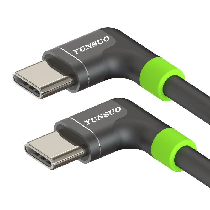 مزدوج الكوع USB نوع C كابل البيانات ، PD 20 فولت ، 2.25A ، 45 واط ، 20 فولت ، 3A ، 60 واط ، دفتر شقة ، الشحن السريع ، كابل البيانات PD45W ، PD60W ، 10 سنتيمتر ، 1 م ، 3 م ، 5 م