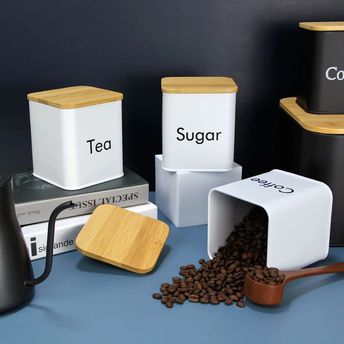 

3PCS Coffee Bean Storage Container Tea Sealed Storage Can Sugar Storage Jars Airtight Food Storage Box Kitchen Storage Organizer