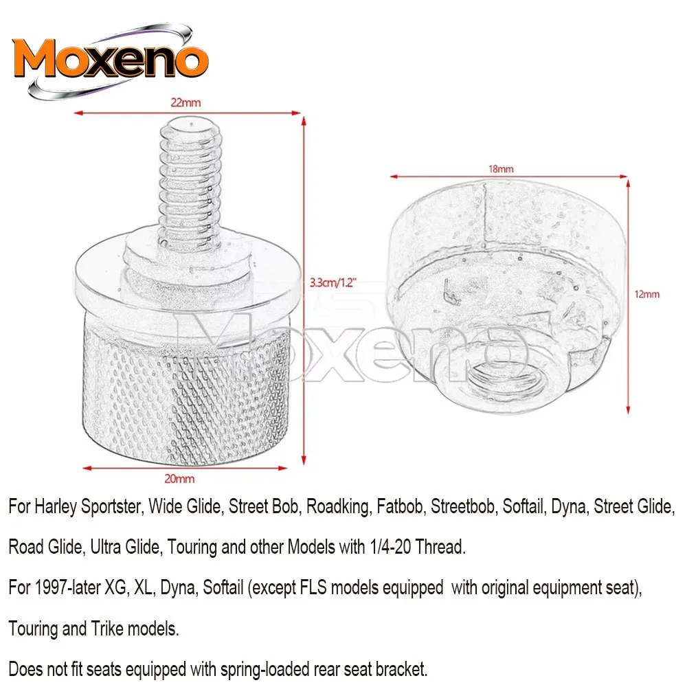 Aluminum Multi Knurled Seat Bolt Nut 1/4-20 Thread Seat Screw Cover For Harley Touring Sportster Dyna Softail Street Road Glide