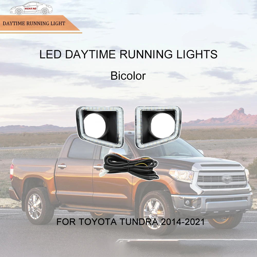 Car Lamp Modification Front Bumper Light Dual-color LED Daytime Running Lights  For Toyota Tundra 2014-2021