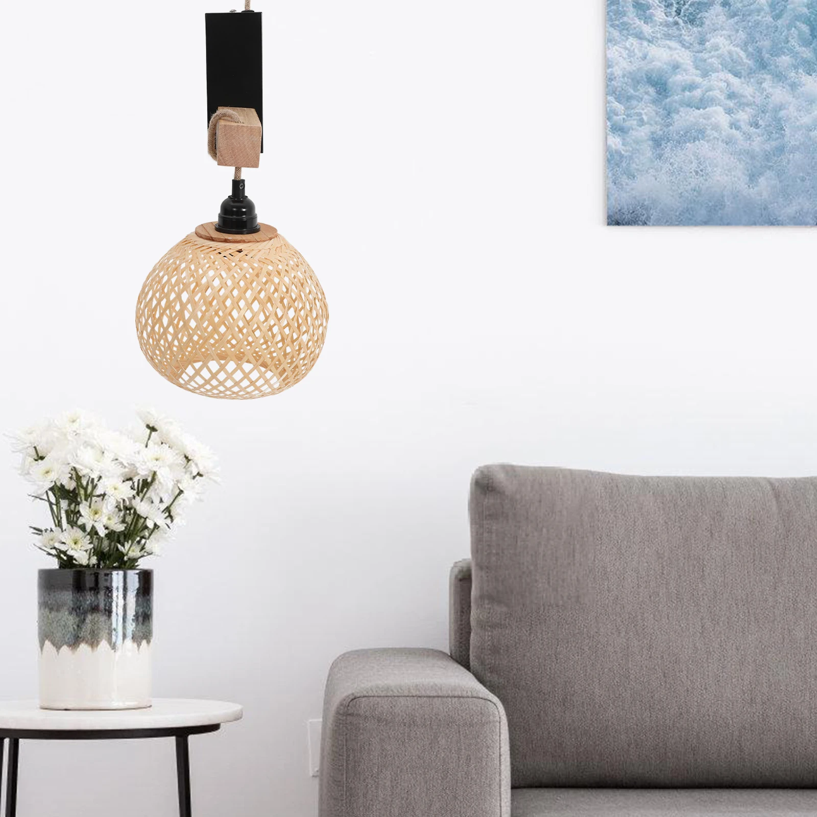 الروطان النسيج الحائط تركيب المصابيح أباجورة طلاء قاعدة سحب سلسلة شرفة الإضاءة الجدار مصباح تركيب المصابيح #1