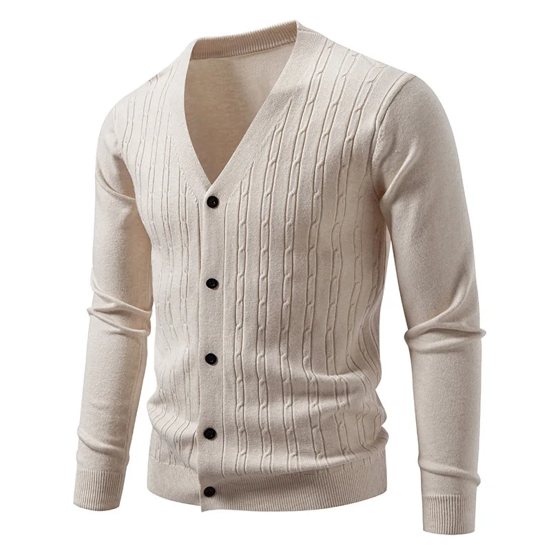 Single Breasted Cardigan Knitted Men Sweater Solid Sweater Long Sleeve Casual Basics Loose Fit Buttons Slight Strech Autumn