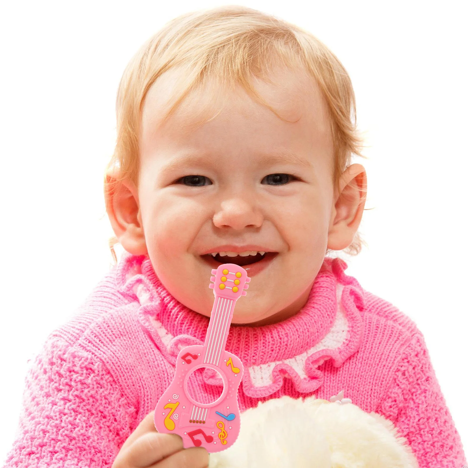 

2 шт., сенсорные прорезыватели в форме детской гитары для младенцев, прорезыватели для младенцев, От 0 до 6 месяцев, облегчение моляров, подарок для малышей