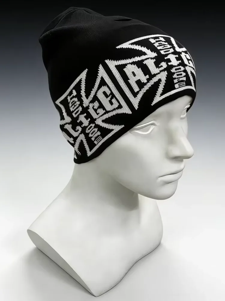 2026 Trend Gothic Graphic Print Knit Skull Cap Y2K Punk Warm Elastic Beanie Casual Street Daily Winter Cold Protection Hat