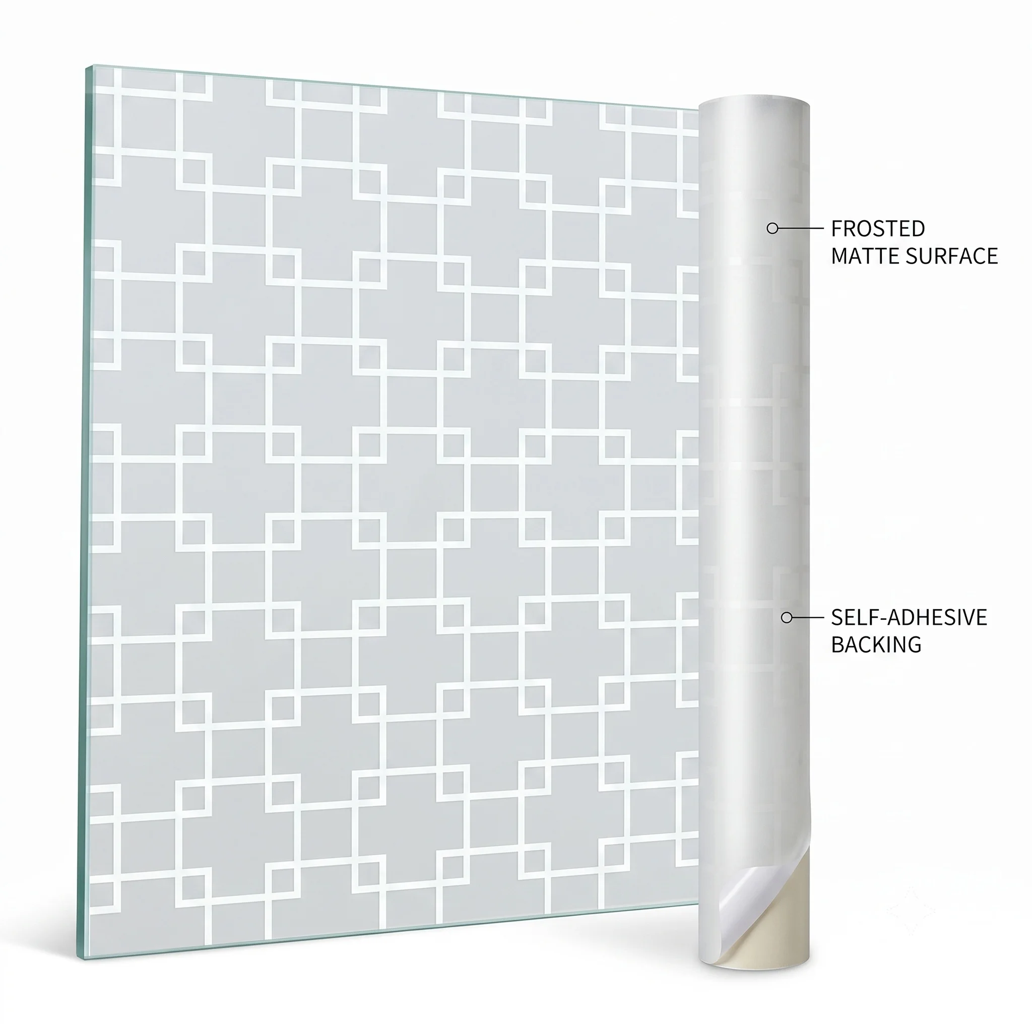 Geometric Lattice Self-Adhesive Window Film Frosted Matte Privacy Glass Sticker Removable No Residue Waterproof Decor for Bathro