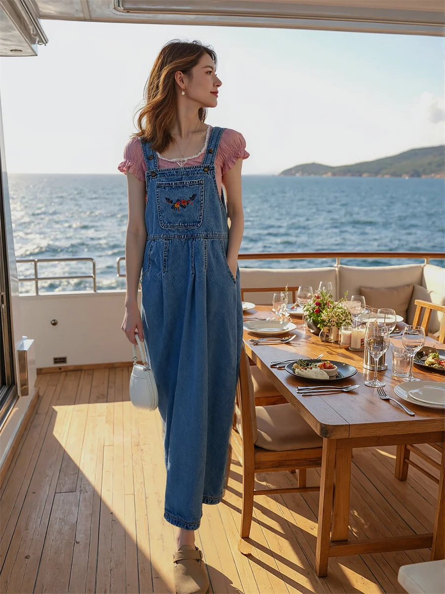 Women'S Dress Blue Loose Fit Casual Office Lady Cottagecore Fairycore Aesthetic Aesthetics Literary Boho Bohemian Vintage Retro