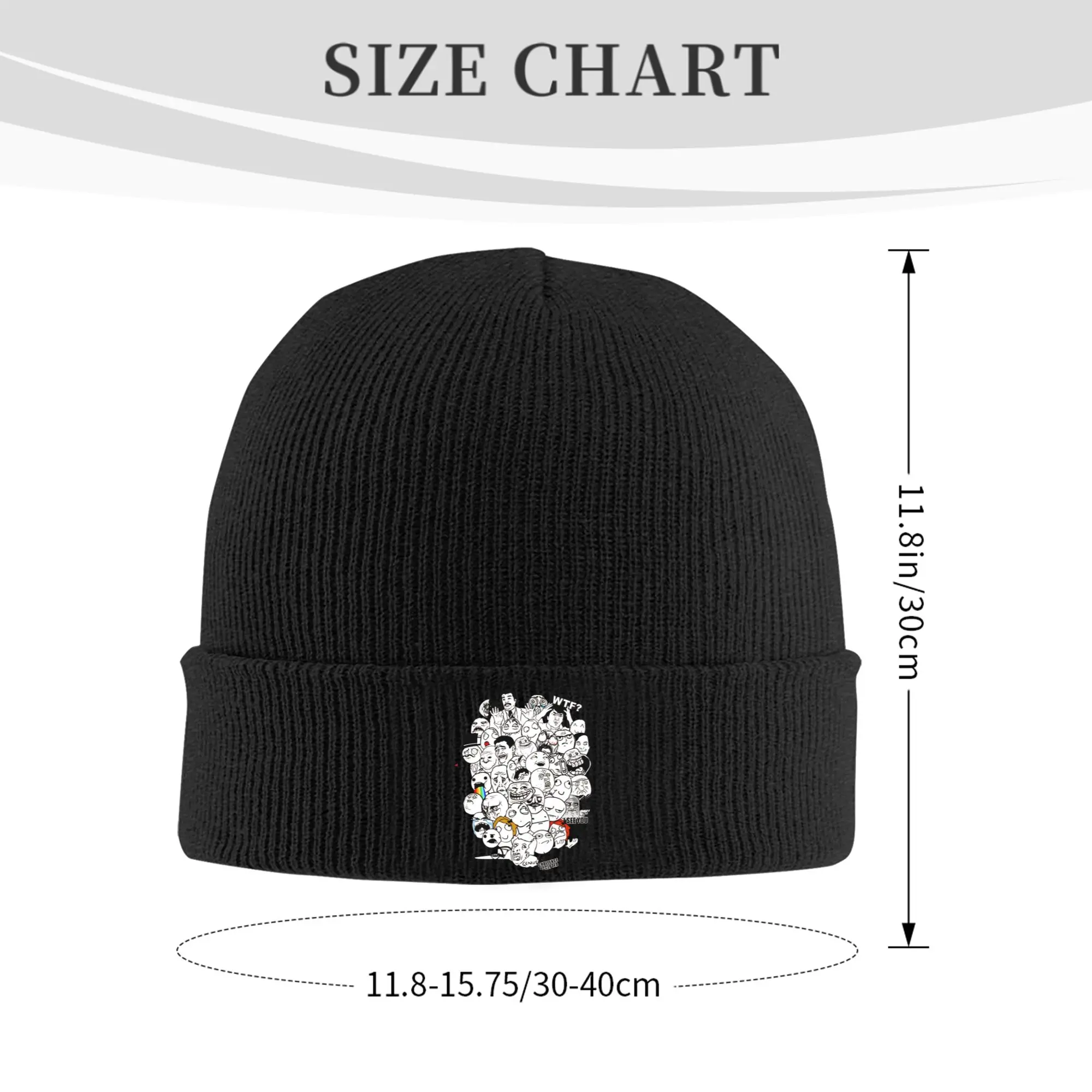 memeVision collection Derpina Rage Guy Knitted Hat for Women Men Beanie Autumn Winter Hats Acrylic  Casual Cap