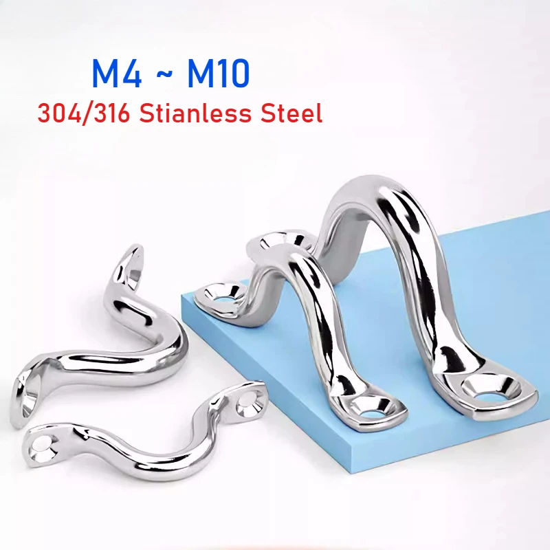 M4 M5 M6 M8 M10 304/316 Stianless Steel Boat Straps Pad U-Shaped Deck Loops Ceiling hook for Kayak Canoe Rigging