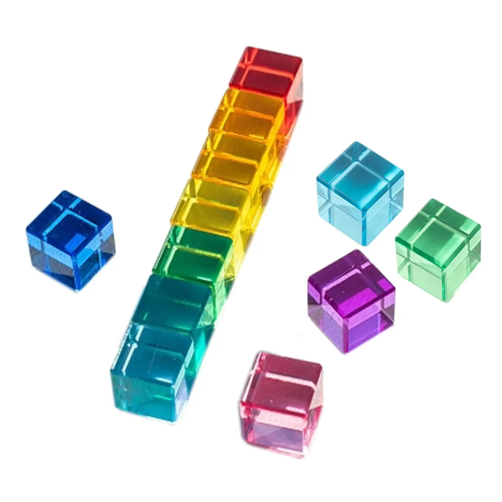 Set di blocchi da costruzione arcobaleno Cubi acrilici da costruzione arcobaleno per bambini dai 3 ai 6 anni