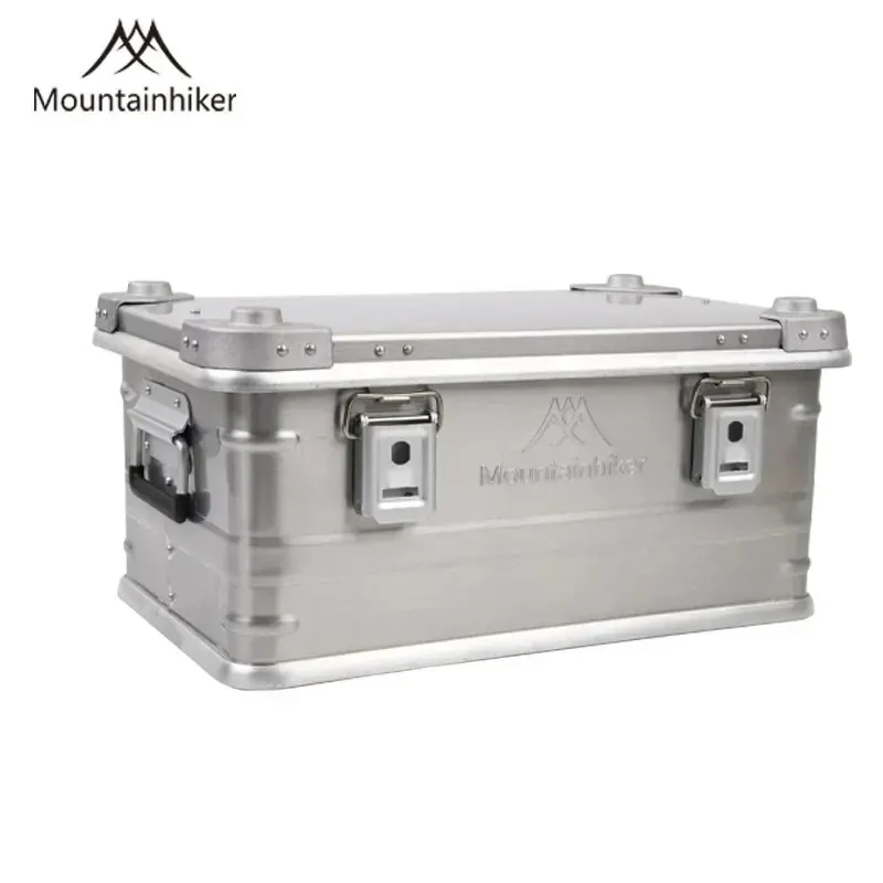 MOUNTAINHIKER 야외 보관함, 캠핑 피크닉 여행 알루미늄 합금 대용량 상자, 실버 보관 가방, 30-80L