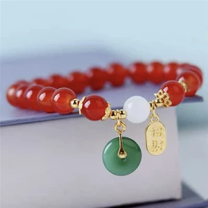 2024 pulsera de cuentas de suerte roja para mujeres estilo chino dragón zodiaco brazalete hecho a mano buena suerte amuleto joyas de amistad 10 mejores pulseras con cuentas rojas de ventas - №2
