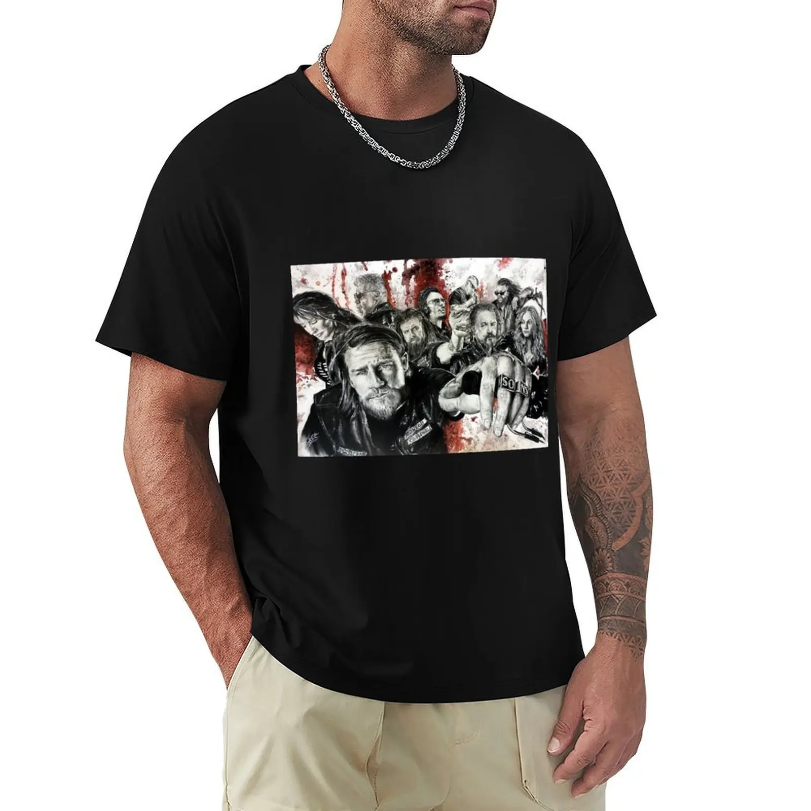 

SOA T-Shirt blue archive graphic t shirts T-shirts for men cotton