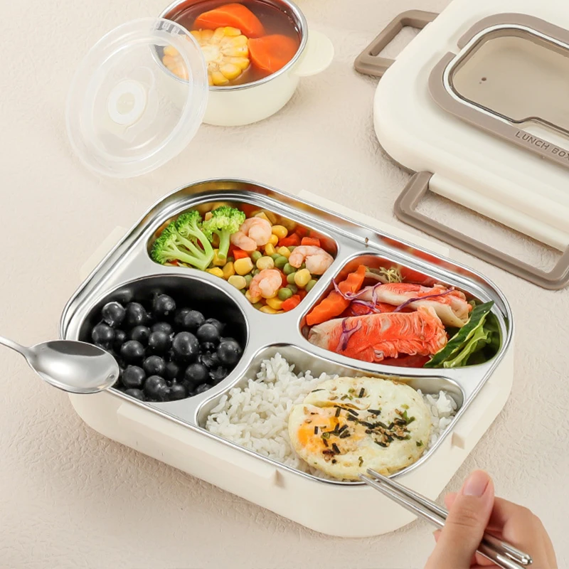 

Портативный ланч-бокс с отделением для взрослых, бенто-контейнер для хранения еды для мужчин и женщин, портативный органайзер для еды «Снова в школу»