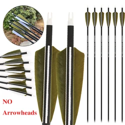 Flechas de Carbono para Tiro con Arco, Diámetro Exterior 7.8mm, Diámetro Interior 6.2mm, Sin Puntas, Eje de 30'', Pluma de Pavo de 4'', Espina 500, Accesorios de Caza y Tiro