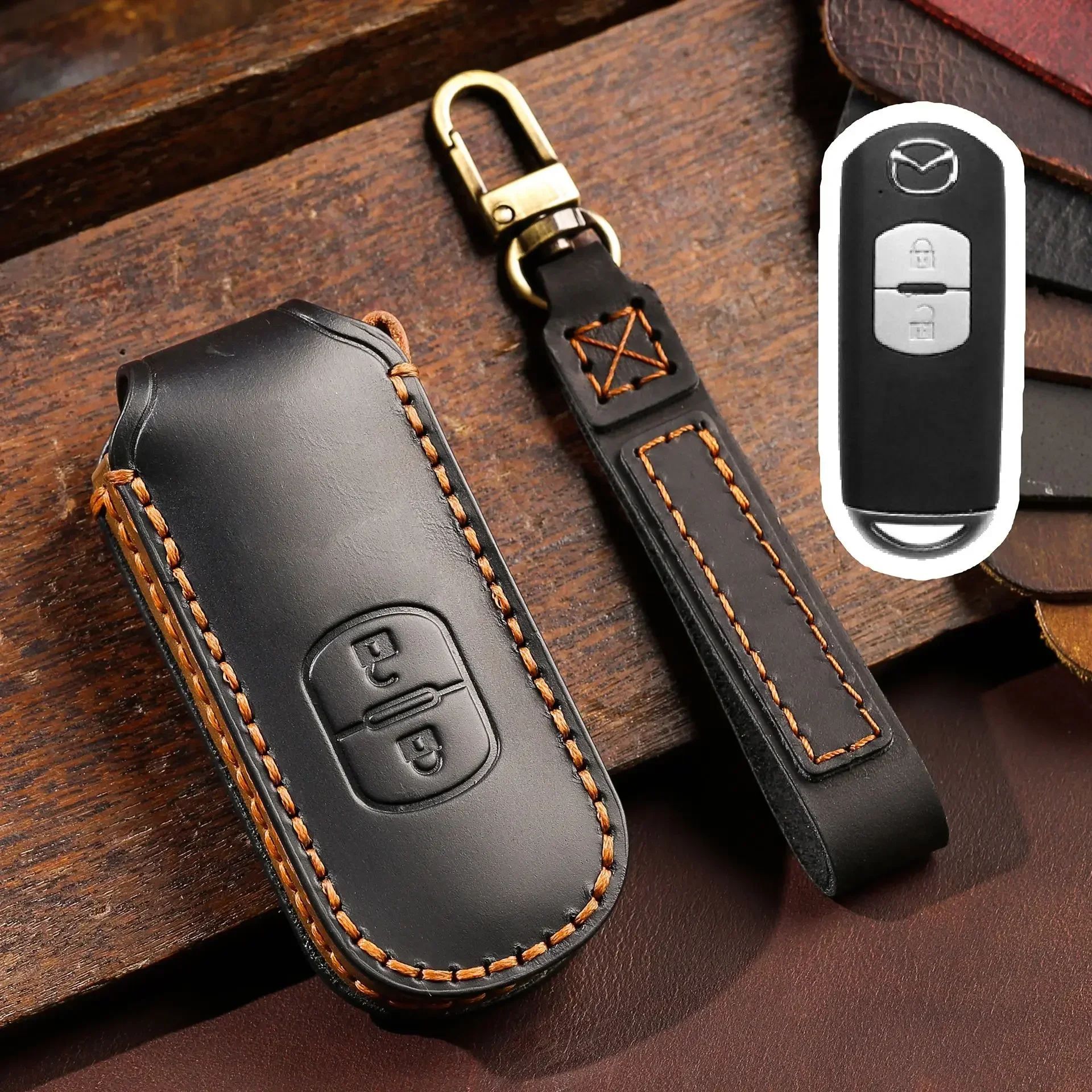 

2/3 Bottons Leatehr Car Key Cover Fob Case For Mazda 2 3 5 6 BL BM GJ Atenza Axela Demio CX-3 CX3 CX-5 CX5 CX7 CX-9 CX8 Keyless