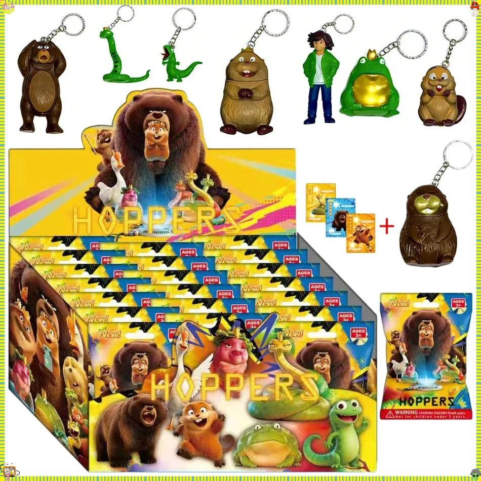 

24Pcs Disney Pixar Hoppers Beaver Transformation Plan Keychain Set Cute Cartoon PVC Collectible Blind Bag with Hidden Figures