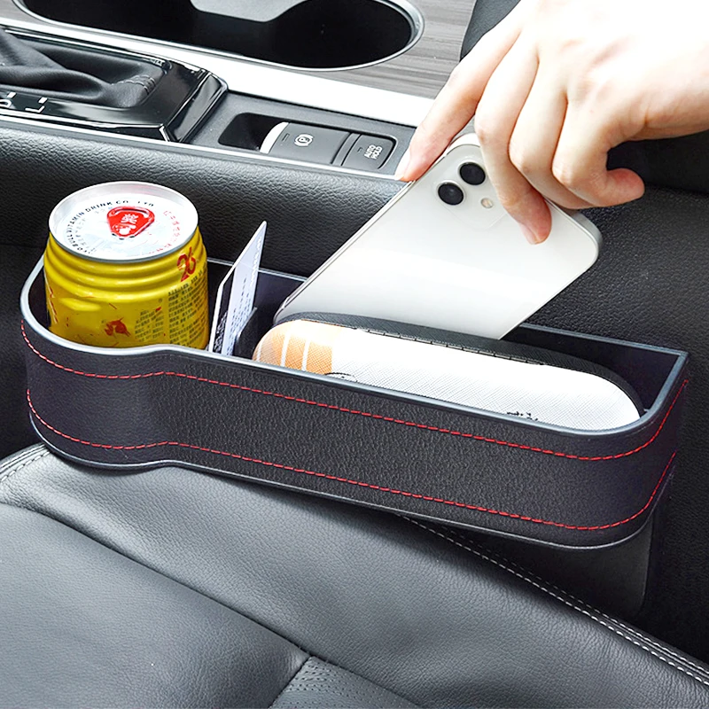 Car Seat Crevice Storage Bag Organizer Storage Pocket For Wallet Phone Glasses Slit Pocket Charging Cable Hole Car Accessories