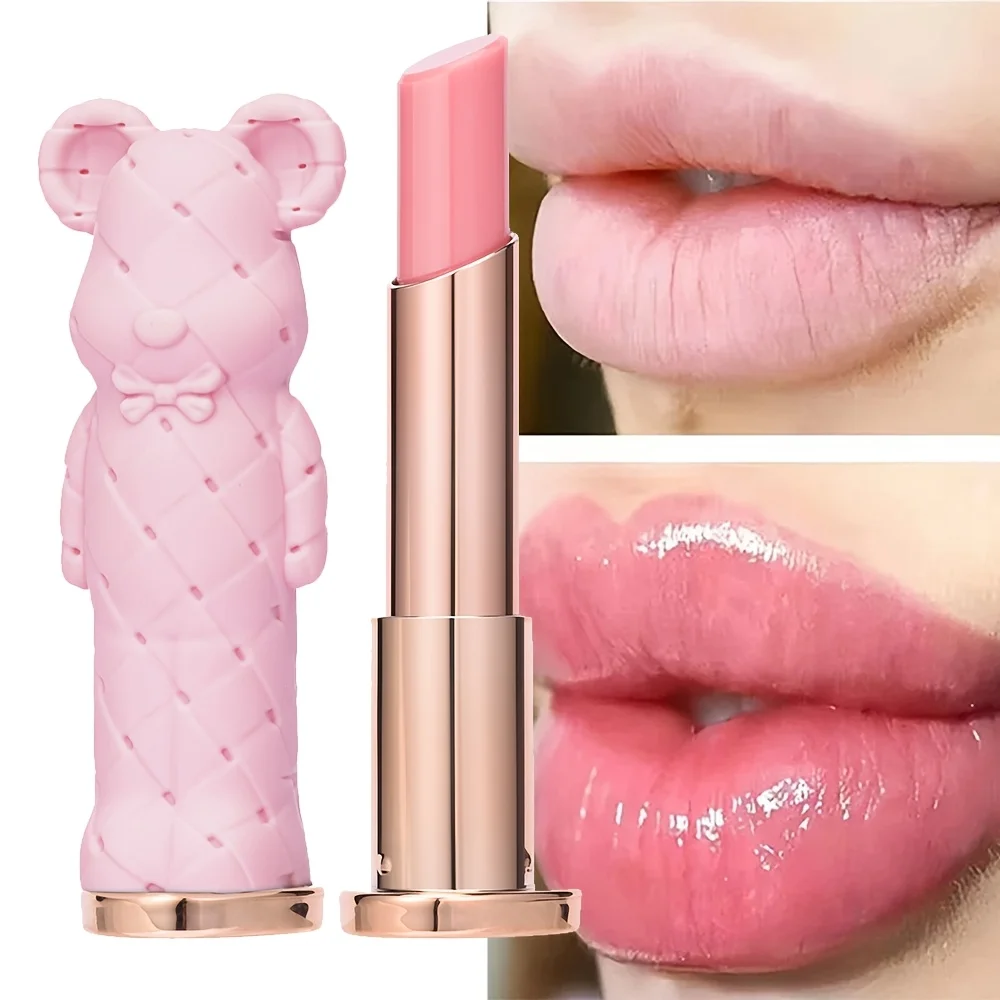 BEAUTY GLAZED Pink Bear Long Lasting Moisturizing Waterproof Natural Lip Balm Natural Formula Repairs Dry Lips Makeup