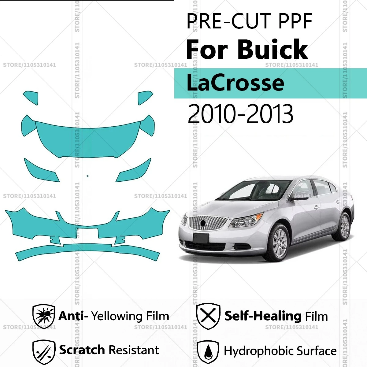 

Для Buick LaCrosse 2010-2013: Профессиональный комплект прозрачной защитной пленки (PPF) для автомобиля, предварительно вырезанная, для передней части кузова