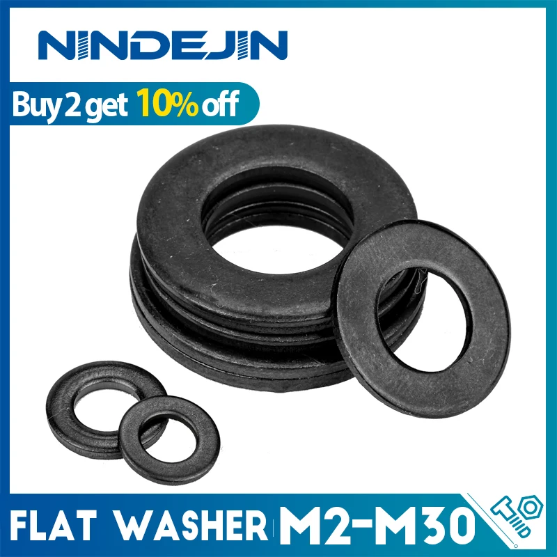 Nindejin Preto Flat Washer Aço Carbono Junta Anel Atacado Grande Quantidade M2-m30 331000 Pcs
