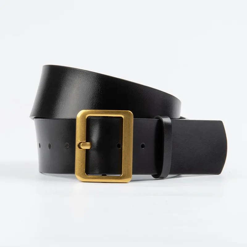 

Новый женский широкий ремень шириной 4,8 см, модный золотой цвет, игольная пряжка, сплав, натуральная кожа, ретро-украшение, поясные ремни