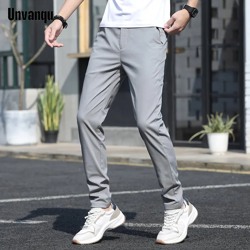 

UNVANQU Big Plus Ice Silk Summer Men Sweatpants Stretch Jogger Pants Black Green Straight Cool Sport Training Large Size Trouser