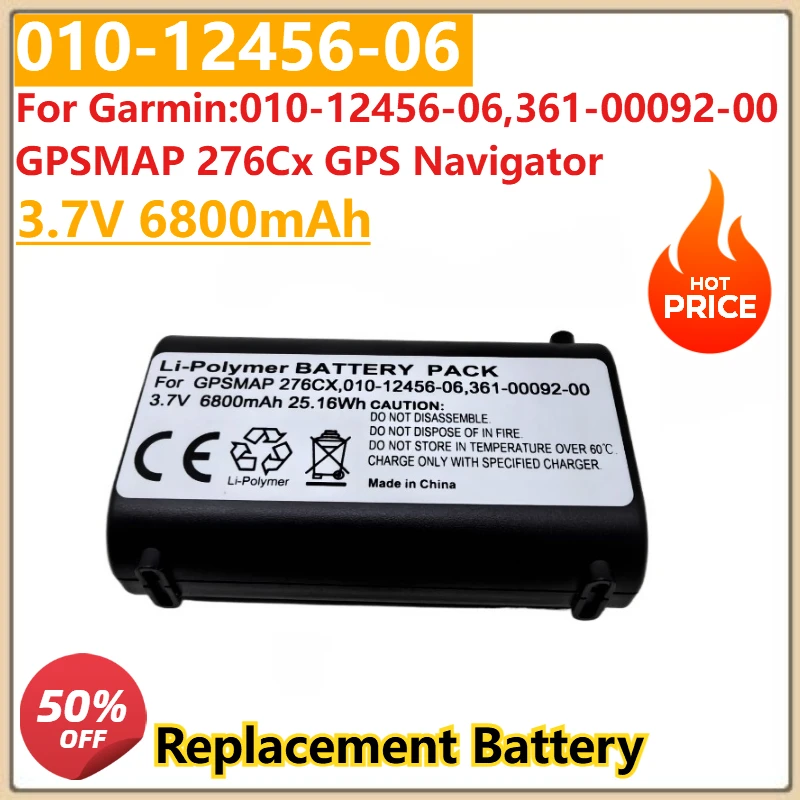 

New Replacement Battery 3.7V 6800mAh for Garmin:010-12456-06,361-00092-00 GPSMAP 276Cx GPS Navigator