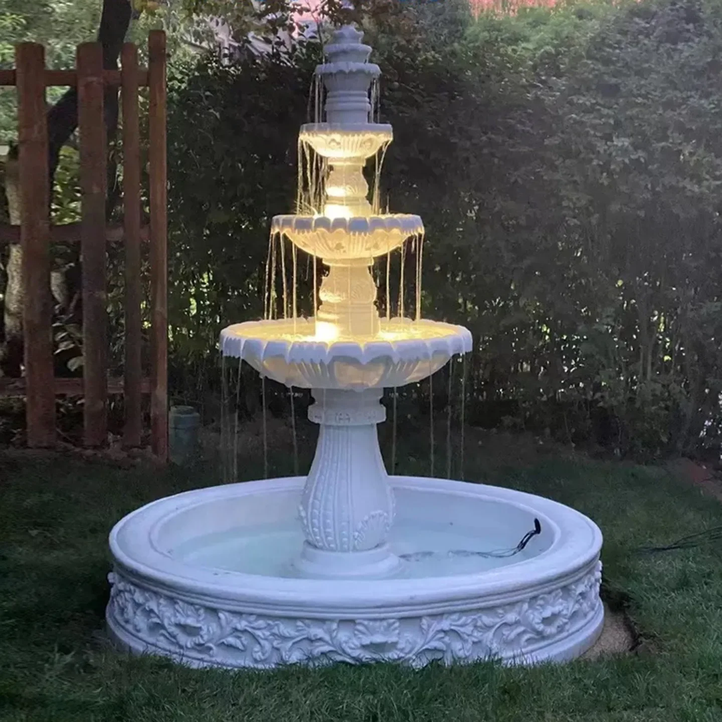 Fountain wishing pool, flowing water floor ornament, outdoor courtyard, garden landscaping, sculpture, landscape fish pond