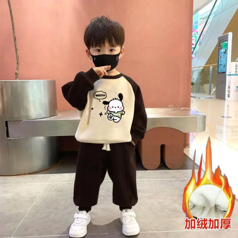 

Sanrio Hello Kitty Kids Autumn Winter Hoodie Tops Pants Two Piece Set Boys Girls Big Kids Sport Casual Cool New Fashion Style