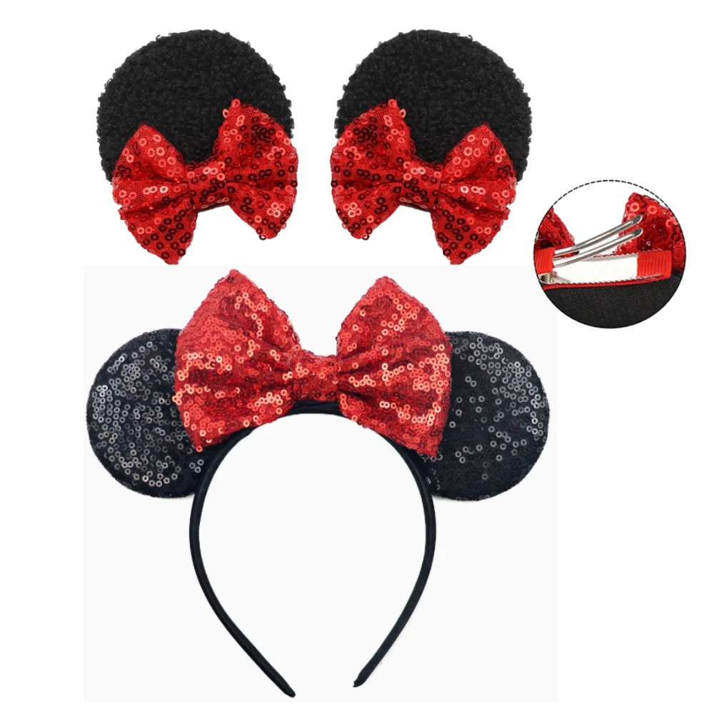 

2 шт. блестящие заколки для волос в виде ушей мышки, детские заколки-бантики для девочек, праздничные аксессуары для волос для девочек