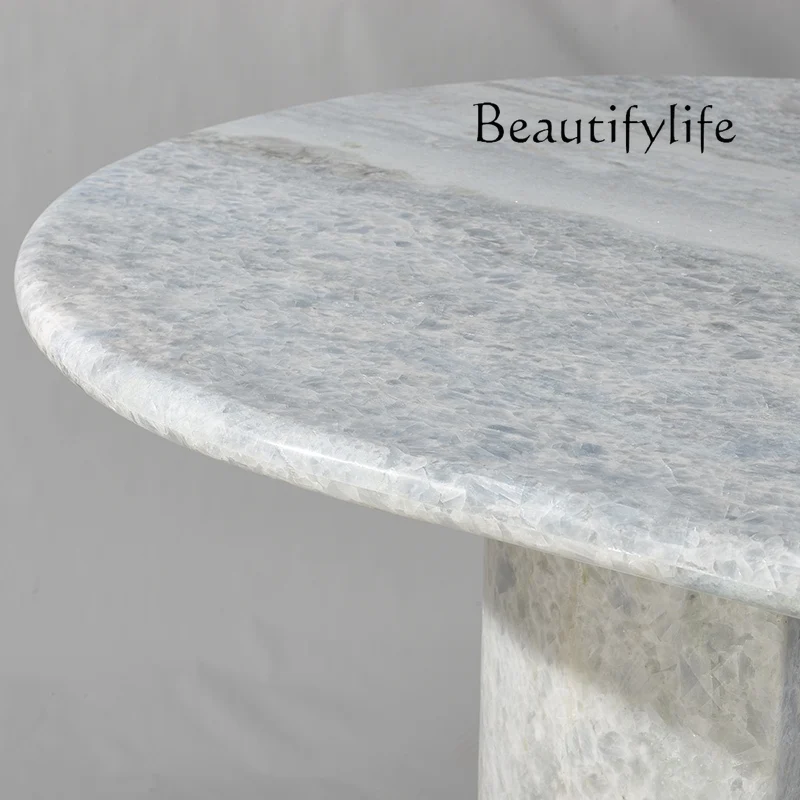 Natural blue crystal dining table living room modern simple light luxury dining table marble dining room