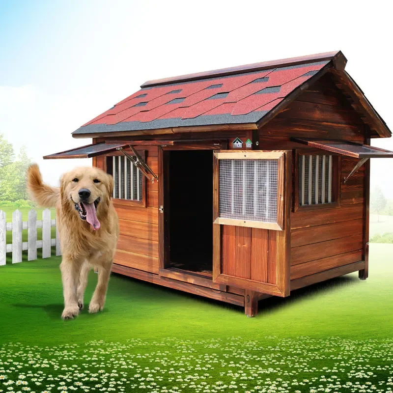 Modern Simple Kennel Cage Wooden Outdoors Pleasantly Cool Burliness Sunshade Kennel Dog House Villa Los Perros