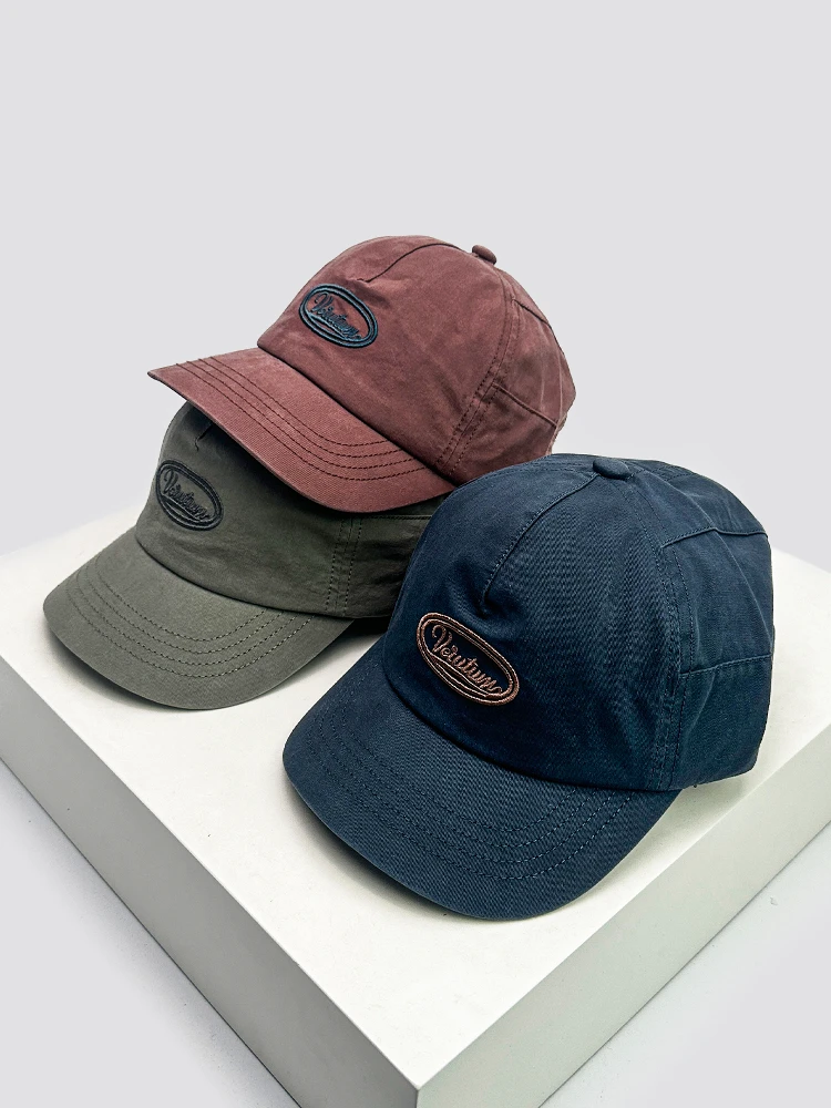 

summer new retro embroidery letter short brim baseball hat men and women show their faces small fashion shade outdoor cap