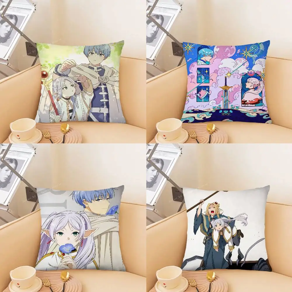 Animation Frieren Beyond Journeys End Pillow Case Fashion Square Pillowcase Bedroom Sofa Room Ins Decoration Leisure