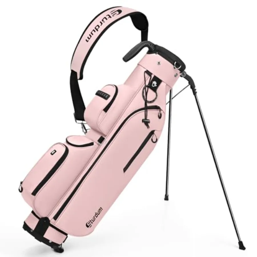 

Golf Stand Bag, Lightweight Par 3 Golf Bag with 3 Way Dividers 900D Weatherproof Oxford, 3.7lbs Compact Yet Spacious Pitch N Pu