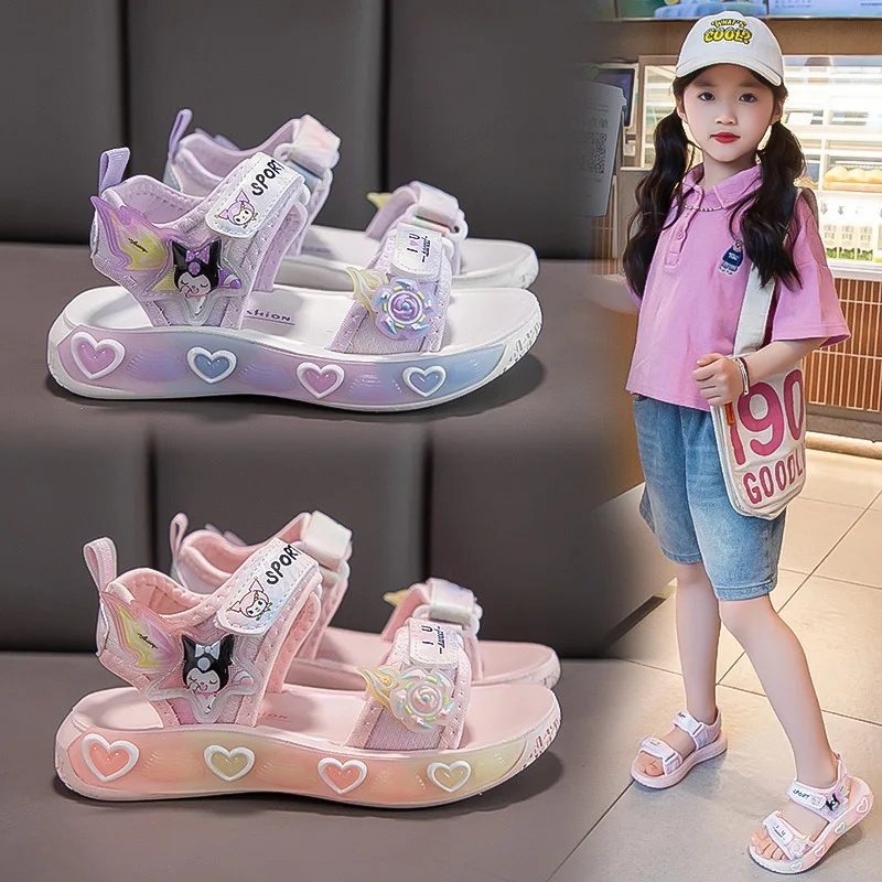 2025 Girls Summer Princess Sandals, Soft Sole Beach Shoes, Casual Fashion Sandals for Big Kids